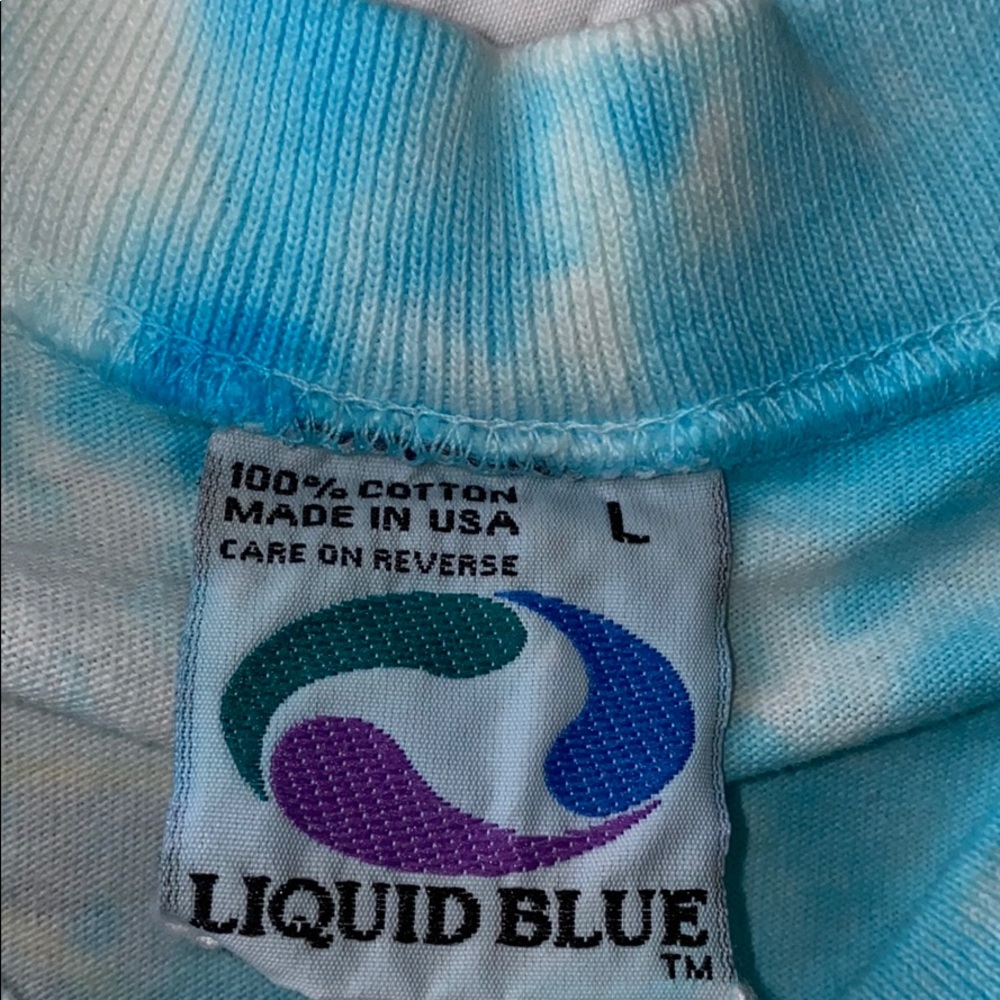 Vintage 90s Liquid Blue Tie Dye Fish T-Shirt - Picture 3 of 8